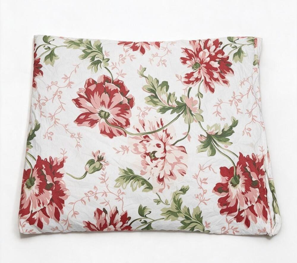 Pottery Barn Twin Cotton Pink Floral Duvet Cover Cottage Romantic Traditional